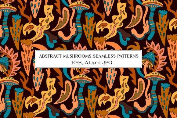Abstract Mushrooms Seamless Patterns: A Versatile Design Resource for Creative Projects