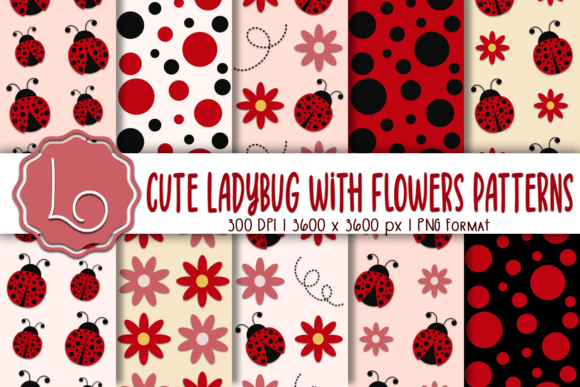 Cute Ladybug with Flowers Patterns: A Versatile Design for Creative Projects