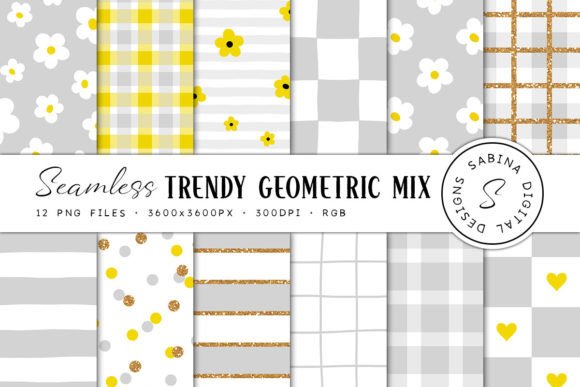 Grey Yellow Trendy Seamless Patterns for Creative and Professional Projects