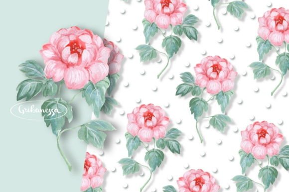 Pink Flowers. 3 Watercolor Patterns: A Versatile Digital Resource for Creative Projects
