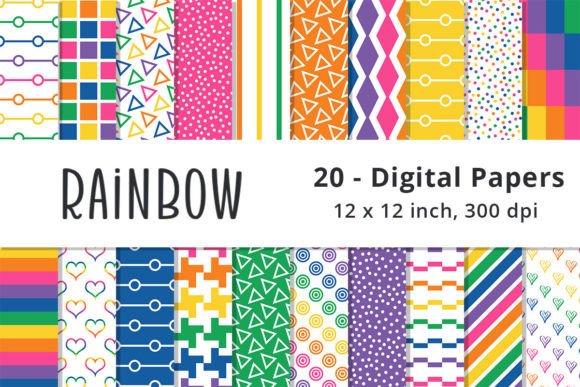 Rainbow Digital Paper Patterns