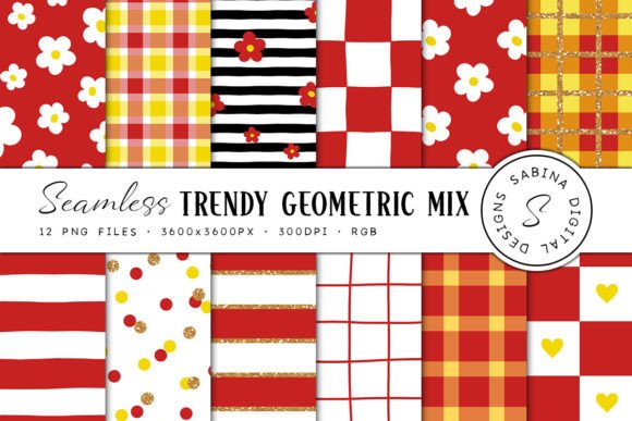 Red Yellow Trendy Geometric Patterns