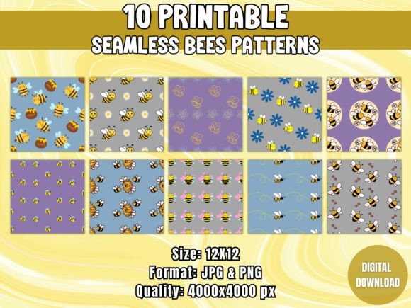 Seamless Bees Patterns for Creative Projects