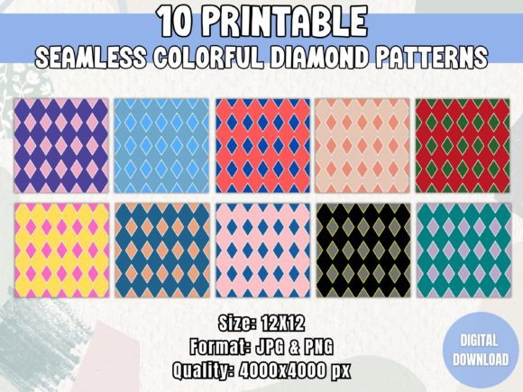 Seamless Colorful Diamond Patterns