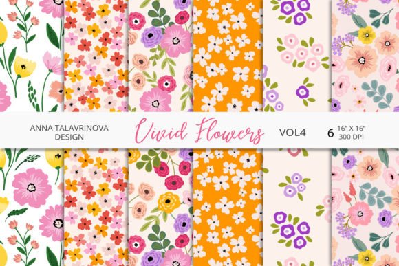 Vivid Flowers Seamless Patterns Vol4: A Creative Resource for Designers