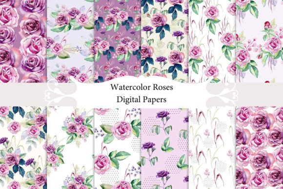 Watercolor Roses, Seamless Patterns: A Versatile Digital Asset for Creative Projects