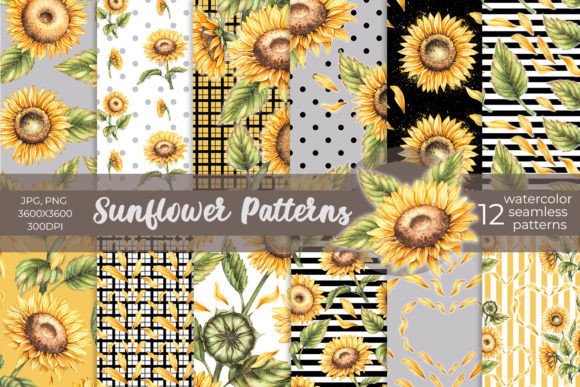 Watercolor Sunflower Patterns PNG, JPG: A Versatile Design Resource for Creative Projects