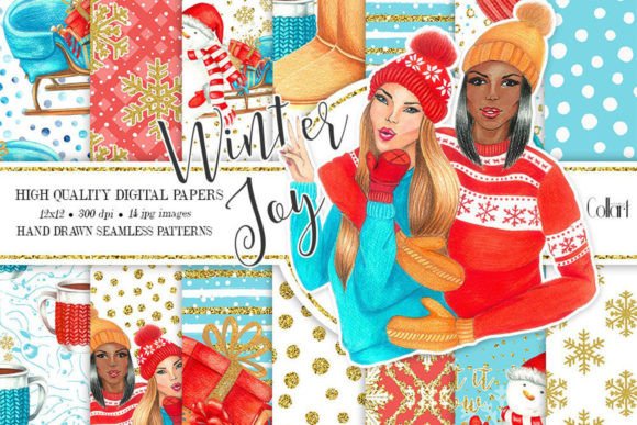 Winter Joy, Fashion Patterns, Snow: Hand-Drawn Art for Creative Projects