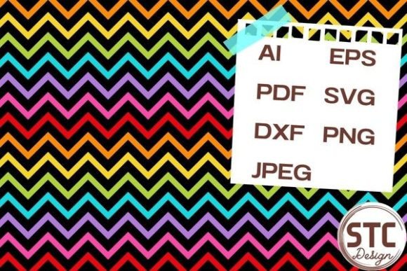 Zigzag Rainbow Black Digital Patterns